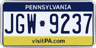 PA license plate JGW9237