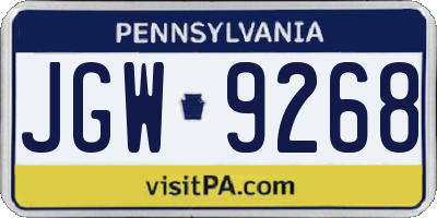 PA license plate JGW9268