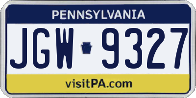 PA license plate JGW9327