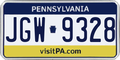 PA license plate JGW9328