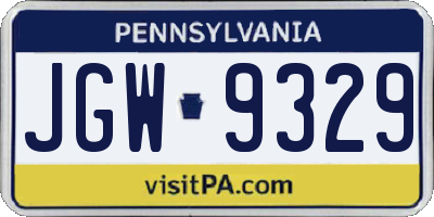 PA license plate JGW9329