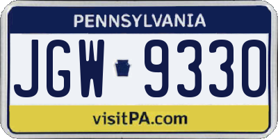 PA license plate JGW9330
