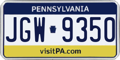 PA license plate JGW9350