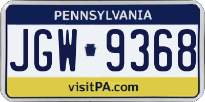 PA license plate JGW9368
