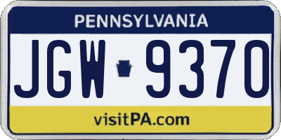 PA license plate JGW9370