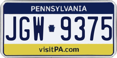 PA license plate JGW9375