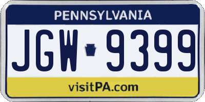PA license plate JGW9399