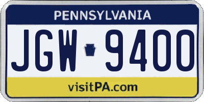 PA license plate JGW9400