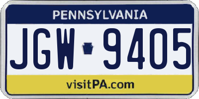 PA license plate JGW9405