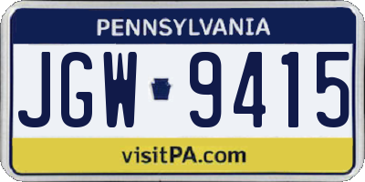 PA license plate JGW9415
