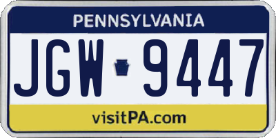 PA license plate JGW9447