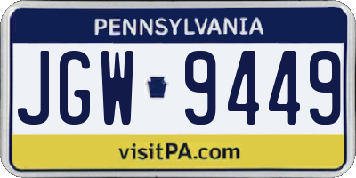 PA license plate JGW9449