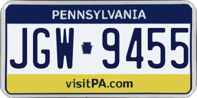 PA license plate JGW9455