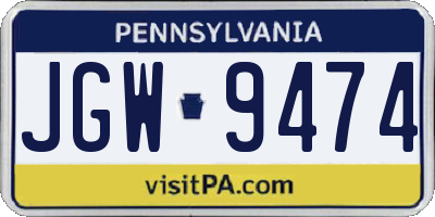 PA license plate JGW9474