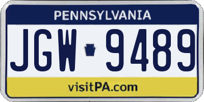 PA license plate JGW9489