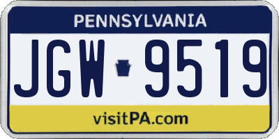 PA license plate JGW9519