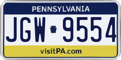 PA license plate JGW9554