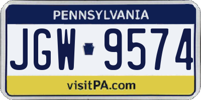 PA license plate JGW9574