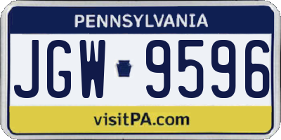 PA license plate JGW9596