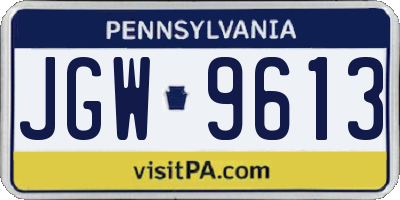 PA license plate JGW9613