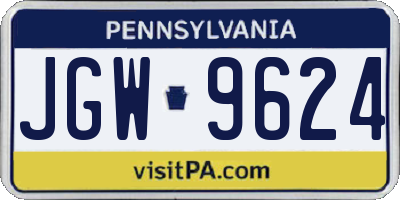 PA license plate JGW9624