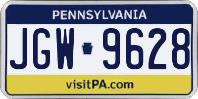 PA license plate JGW9628