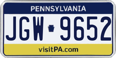 PA license plate JGW9652