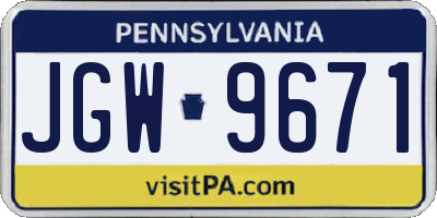 PA license plate JGW9671
