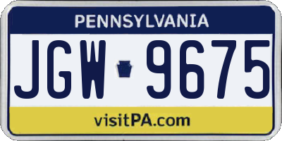 PA license plate JGW9675
