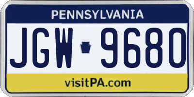 PA license plate JGW9680