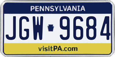 PA license plate JGW9684