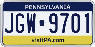 PA license plate JGW9701