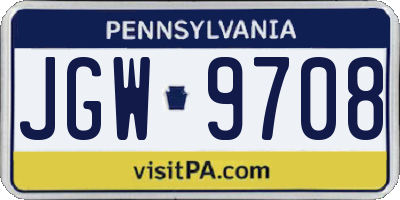 PA license plate JGW9708