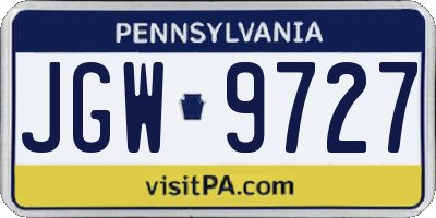 PA license plate JGW9727