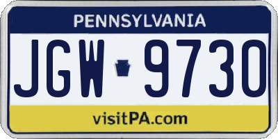 PA license plate JGW9730