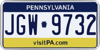 PA license plate JGW9732