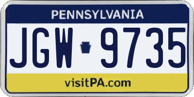 PA license plate JGW9735