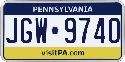 PA license plate JGW9740