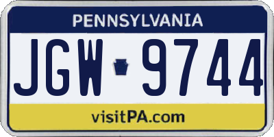 PA license plate JGW9744