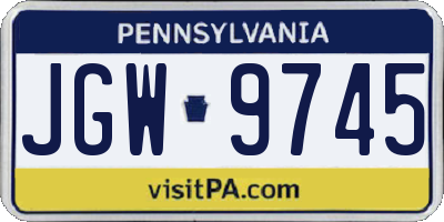 PA license plate JGW9745