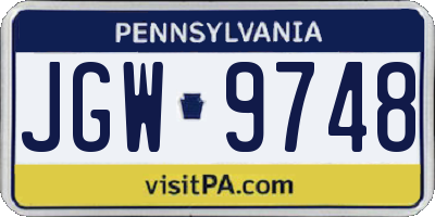 PA license plate JGW9748