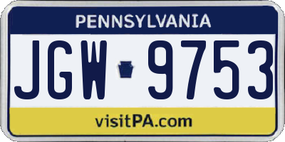 PA license plate JGW9753
