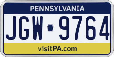 PA license plate JGW9764