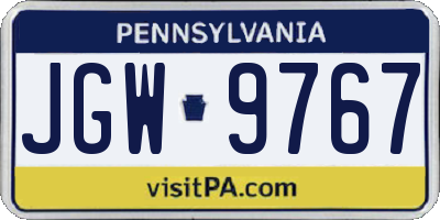 PA license plate JGW9767