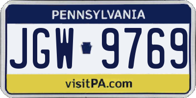 PA license plate JGW9769
