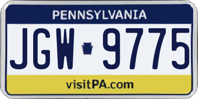 PA license plate JGW9775