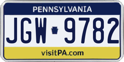 PA license plate JGW9782