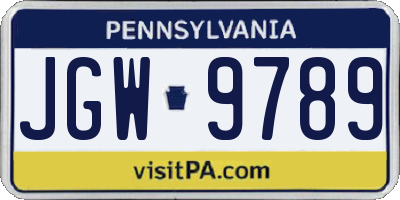 PA license plate JGW9789