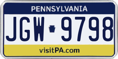 PA license plate JGW9798