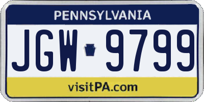 PA license plate JGW9799